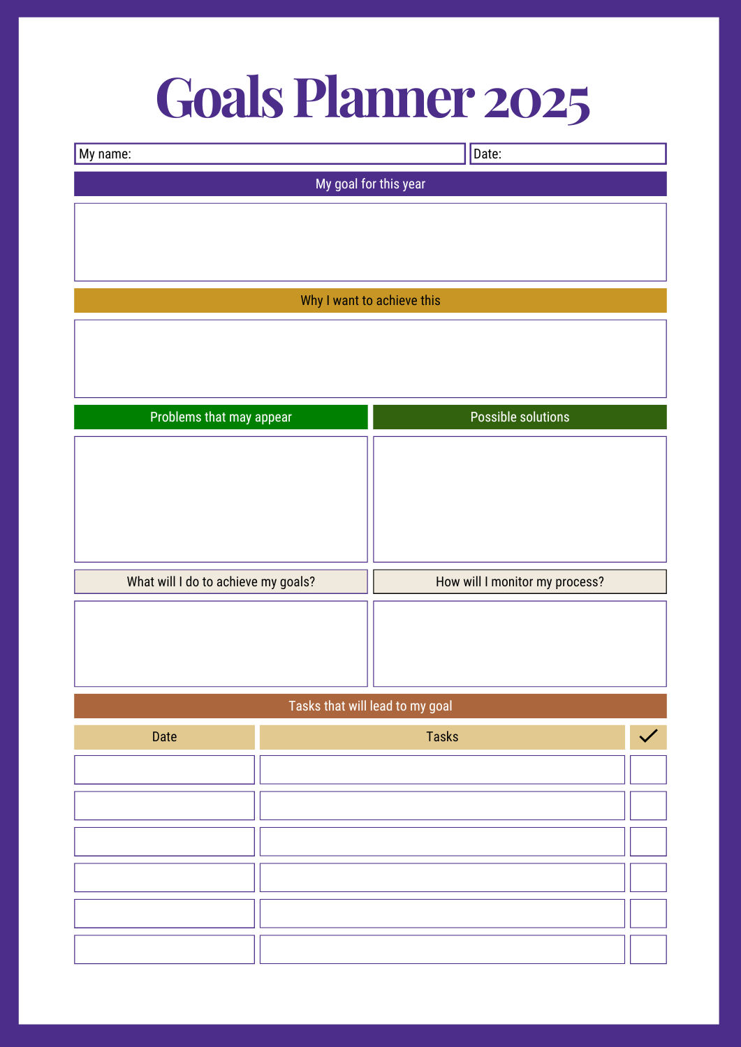 Goal Setting Worksheet in Colorful Modern Style